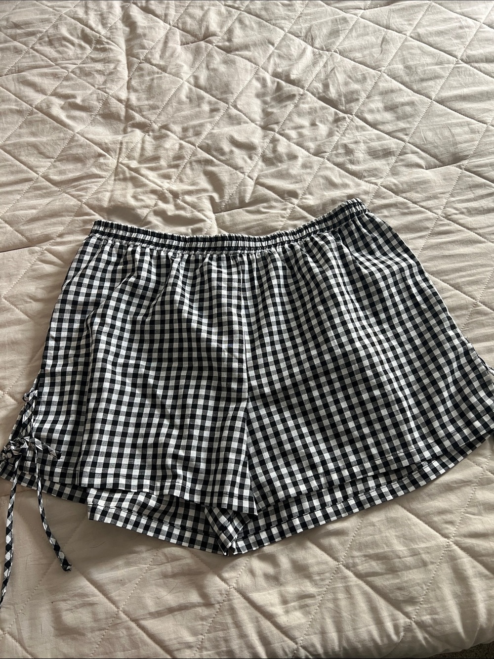 SHEIN Black and White Gingham High Waist Shorts